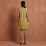 Light Yellow Cotton Sleeveless A-Line Short Shift Dress