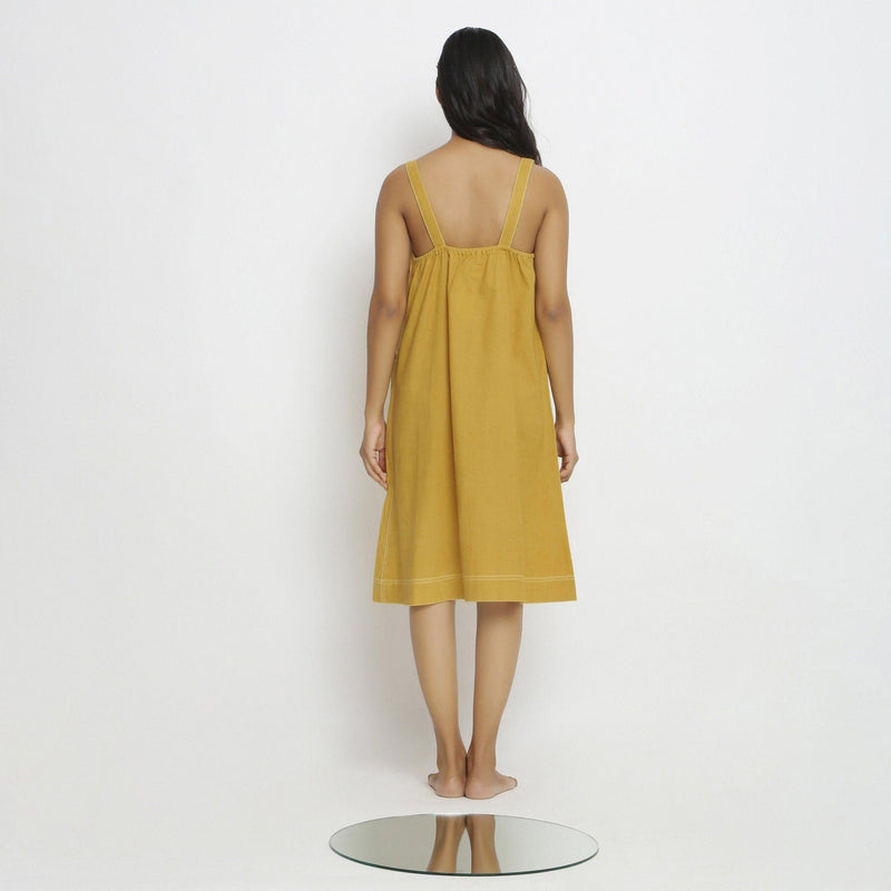 Light Yellow Handspun Cotton Knee Length Slip Dress 56" / Regular (5'2" - 5'6") Light Yellow Handspun Cotton Knee Length Slip Dress 56" / Regular (5'2" - 5'6")
