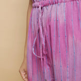 Front Detail of a Model wearing Lilac Handwoven Godet Culottes Jumpsuit