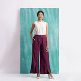 Magenta 100% Cotton Elasticated Mid-Rise Wide Legged Pant