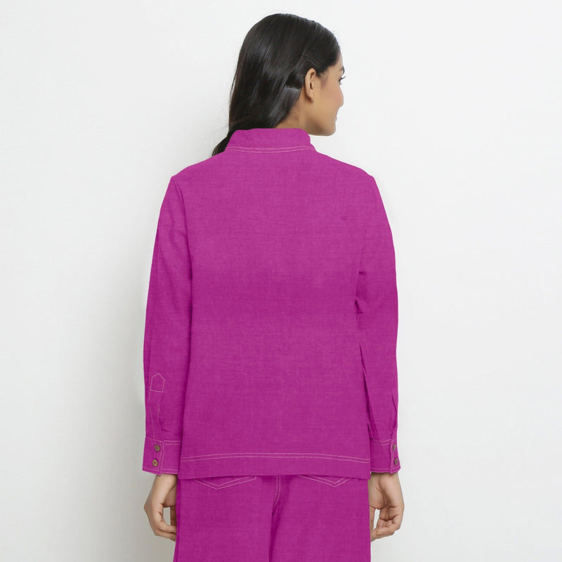 Magenta 100% Linen Full Sleeve Button-Down Shirt