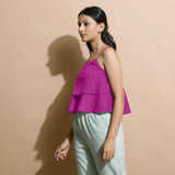 Magenta 100% Linen Tier Camisole Top