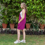 Magenta Cotton Linen Dungaree Playsuit
