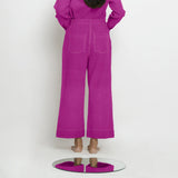 Magenta Cotton Linen Patch Pocket Wide Legged Pant