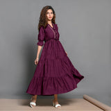 Magenta Hand-Beaded Handspun Cotton Boho Maxi Dress