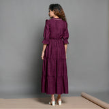 Magenta Hand-Beaded Handspun Cotton Boho Maxi Dress