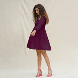 Magenta Handspun Cotton Bohemian Gathered Short Dress