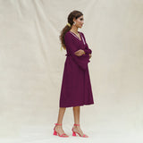 Magenta Handspun Cotton Bohemian Midi Dress