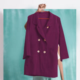 Magenta Mirror Work Yarn-Dyed Cotton Welt Pocket Coat