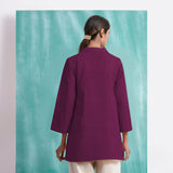 Magenta Mirror Work Yarn-Dyed Cotton Welt Pocket Coat