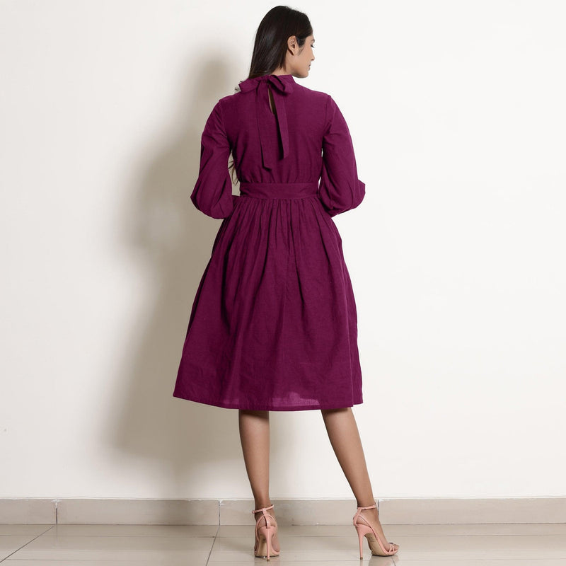 Buy Magenta Warm Cotton Fit Knee Length Fit and Flare Dress Online at SeamsFriendly Buy Magenta Warm Cotton Fit Knee Length Fit and Flare Dress Online at SeamsFriendly