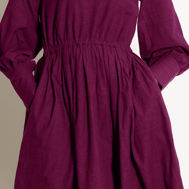 Front Detail of a Model wearing Magenta Fit and Flare Dress