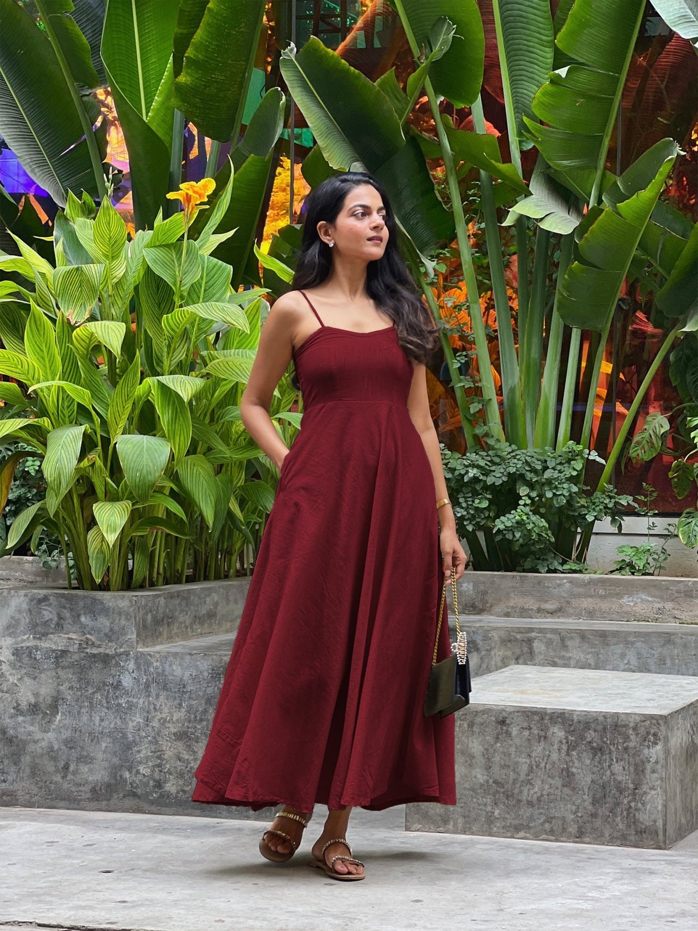 green emerald velvet dress Maroon 100% Cotton Flared Sundress 42