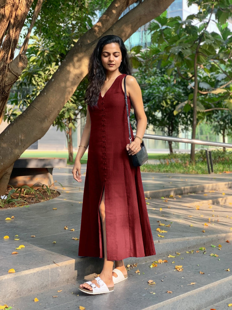 Brown Front Slit Maxi Top Maroon Handspun Cotton A-Line Front Slit Maxi Dress 40" Custom Height (Free) Brown Front Slit Maxi Top Maroon Handspun Cotton A-Line Front Slit Maxi Dress 40" Custom Height (Free)