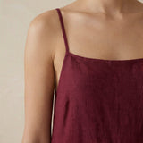 Maroon Handspun Cotton Drop-Waist Camisole Maxi Tier Dress