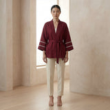Maroon Handspun Cotton Kyoto Kimono Sleeve Wrap Top