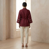 Maroon Handspun Cotton Kyoto Kimono Sleeve Wrap Top