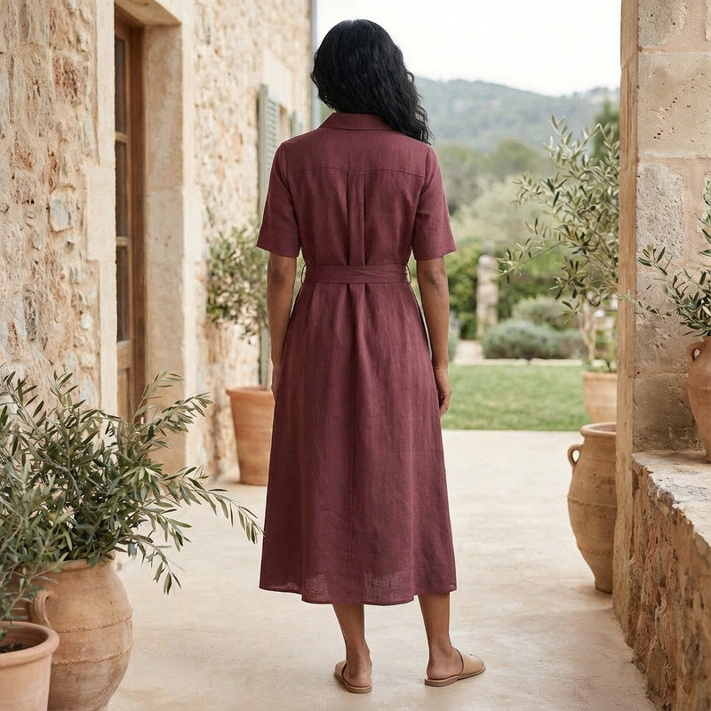 knee length dresses for ladies Girl In Mind Kaya Brown Spot Midi Shirt Dress – Love My Apparel main image 0