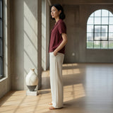 Maroon Handspun Cotton Relaxed Button-Down Shirt