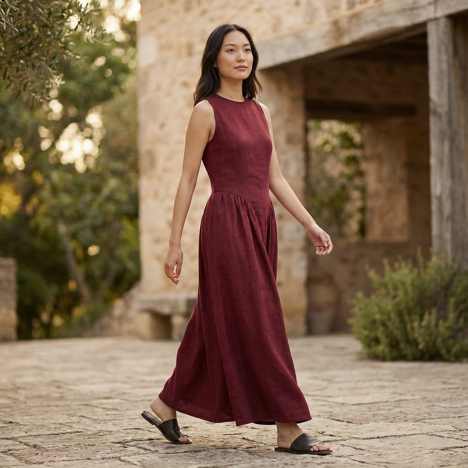casual dress maroon Buy Maroon Handspun Cotton Sleeveless Paneled Maxi Dress Online at  SeamsFriendly