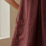 Maroon Handspun Cotton Sleeveless Paneled Swing Dress