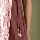 Close View of a Model wearing Maroon Shibori Halter Neck A line Dress