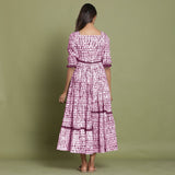 Maroon Tie-Dye Cotton Sweetheart Neck Asymmetrical Maxi Dress