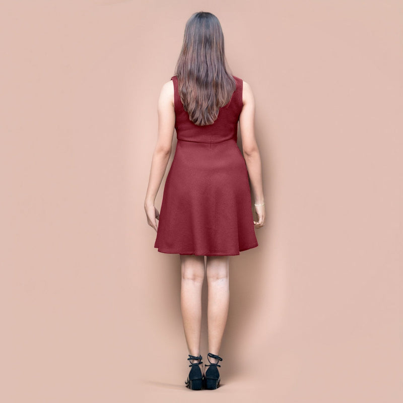 Maroon Warm Cotton Waffle Fit and Flare Short Sleeveless Dress 48" / Custom Height (Free) Maroon Warm Cotton Waffle Fit and Flare Short Sleeveless Dress 48" / Custom Height (Free)