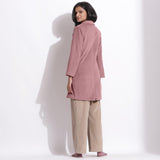 Back View of a Model wearing Mauve Cotton Corduroy Long Coat