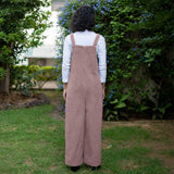 Mauve Warm Cotton Corduroy Ankle Length Dungaree