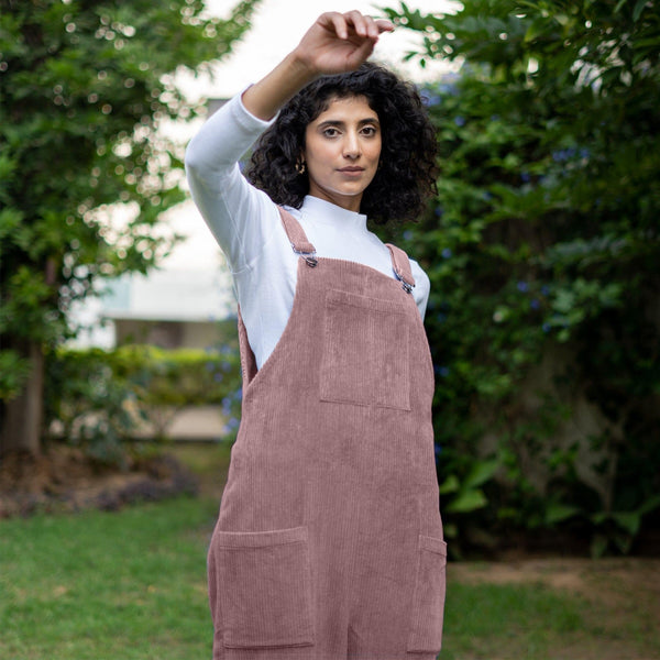 Mauve Warm Cotton Corduroy Ankle Length Dungaree 62