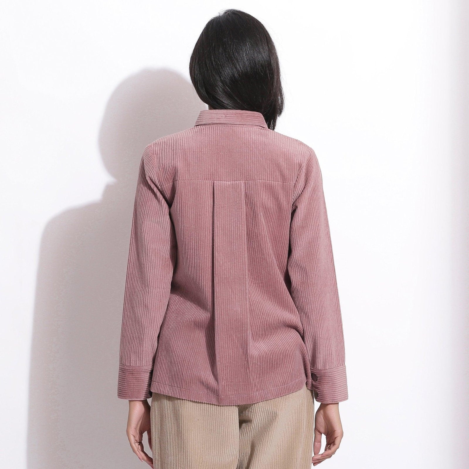 mauve dress shirt Mauve Warm Cotton Corduroy Button-Down Shirt 46