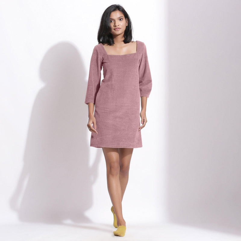mauve dress short Mauve Raw Hem Short Sleeve Dress
