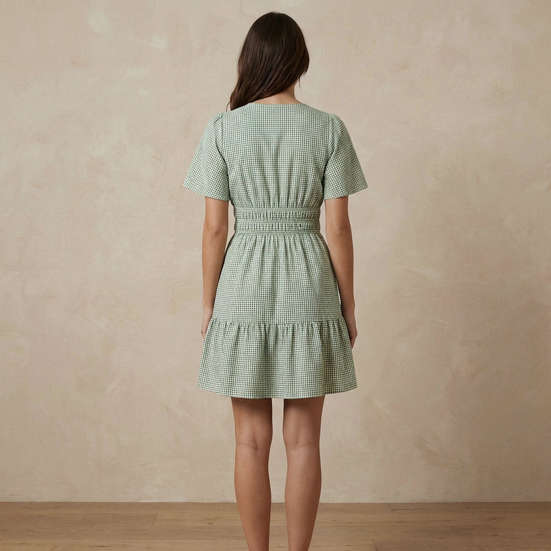 mint green short sleeve dress Mint Green Floral Short-Sleeve Mini Dress