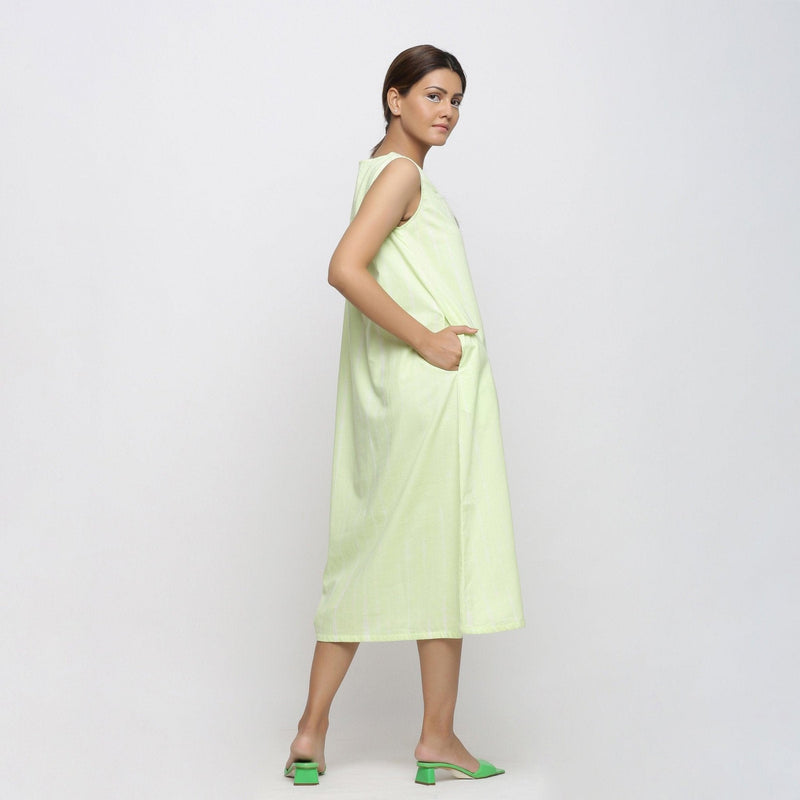 Back View of a Model wearing Mint Green Tie And Dye A-Line Dress