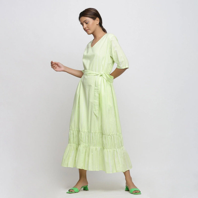 Mint Green Hand Tie-Dye Cotton Tier Maxi Dress Mint Green Hand Tie-Dye Cotton Tier Maxi Dress