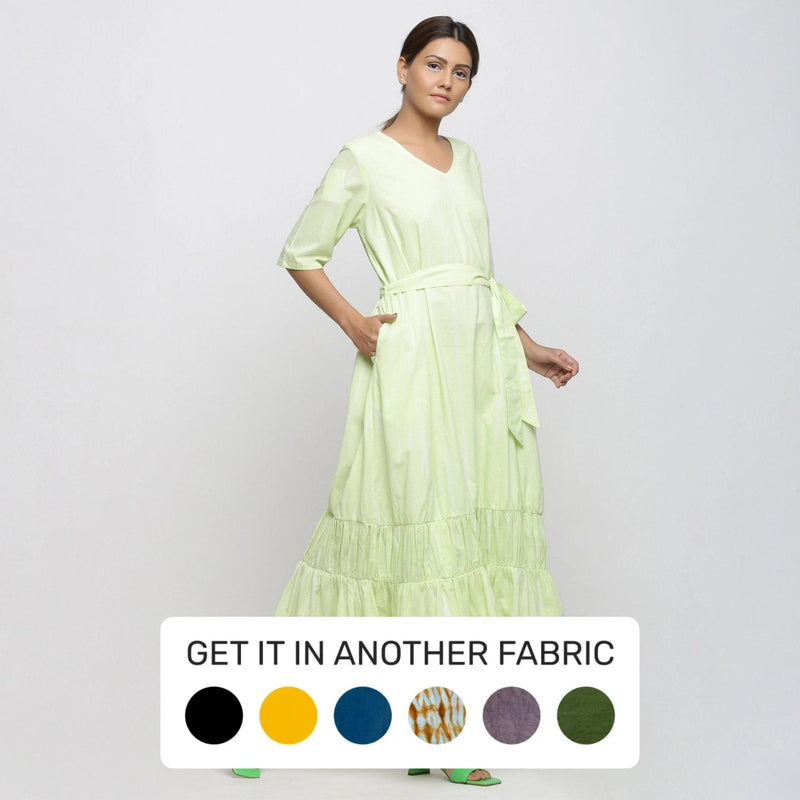 Mint Green Hand Tie-Dye Cotton Tier Maxi Dress Mint Green Hand Tie-Dye Cotton Tier Maxi Dress