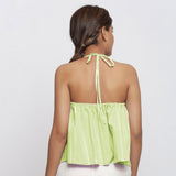 Back View of a Model wearing Mint Green Tie Dye Strappy Camisole Top