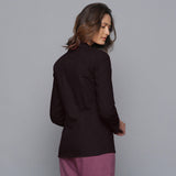 Back View of a Model wearing Moonlight Black Slim Fit Flannel Blazer