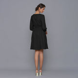 Moonlight Black Warm Cotton Corduroy Short Dress