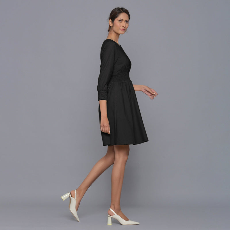 Moonlight Black Warm Cotton Corduroy Short Dress Custom Size (Free) / Petite (5'1" and below) Moonlight Black Warm Cotton Corduroy Short Dress Custom Size (Free) / Petite (5'1" and below)