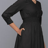 Moonlight Black Warm Cotton Corduroy Short Dress