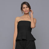 Moonlight Black Warm Cotton Corduroy Tube Top