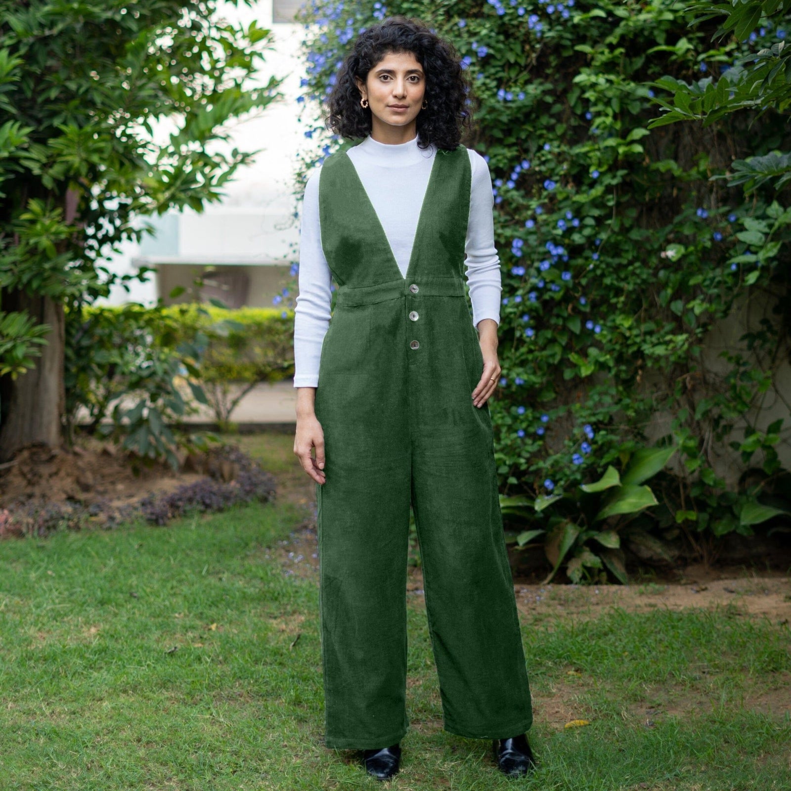 white and moss pleated pinafore dress White & Moss Pleated Pinafore Dress