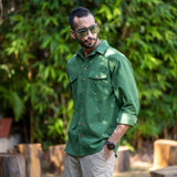 Moss Green Warm Cotton Corduroy Relaxed Fit Shirt