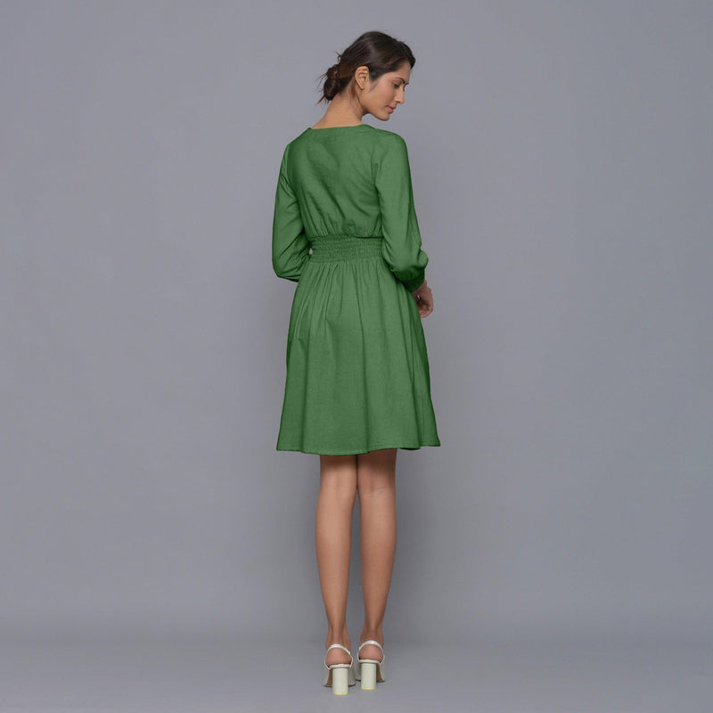 Moss Green Warm Cotton Corduroy Short Dress 64" / Petite (5'1" and below) Moss Green Warm Cotton Corduroy Short Dress 64" / Petite (5'1" and below)