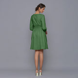 Moss Green Warm Cotton Corduroy Short Dress