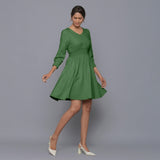 Moss Green Warm Cotton Corduroy Short Dress