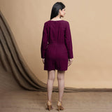 Back View of a Model wearing Mulberry Cotton Square Neck Gathered Romper