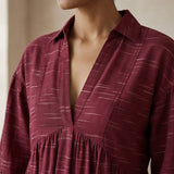 Mulberry Handspun Cotton Deep-V Maxi Tier Dress